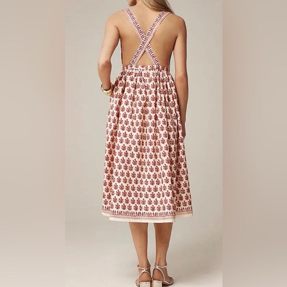 J.Crew Embroidered apron dress in block print NWT Size 0 - Picture 2 of 12